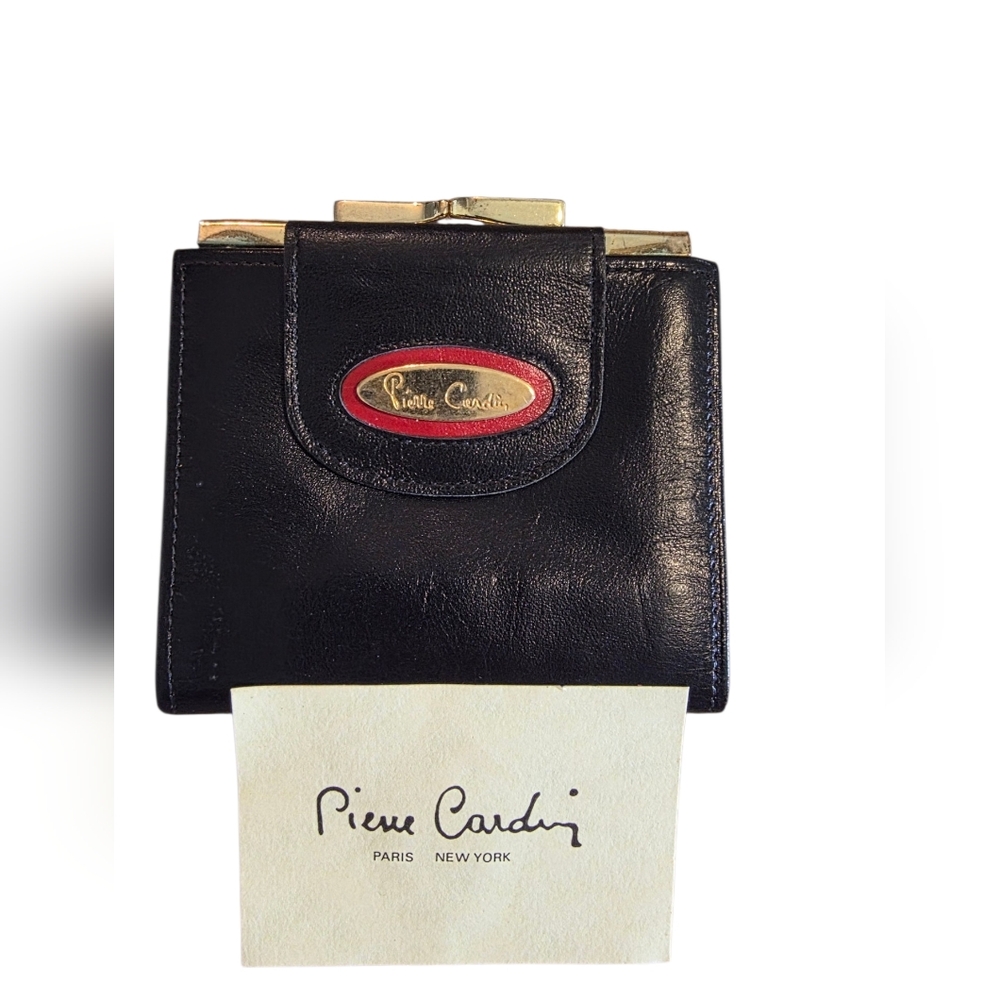 Pierre Cardin Ladies Vintage Shiny Leather, Black & Red 🖤❤️